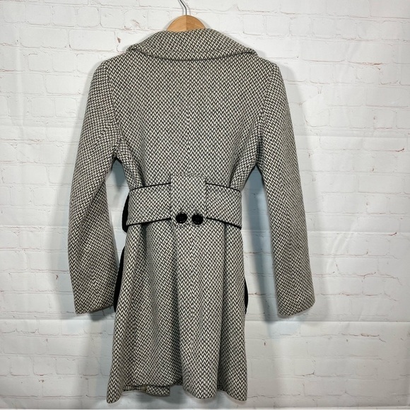 Soia & Kyo Gemma Coat Womens Small Gray Checkered Belted Peacoat Jacket NWT - Picture 8 of 16